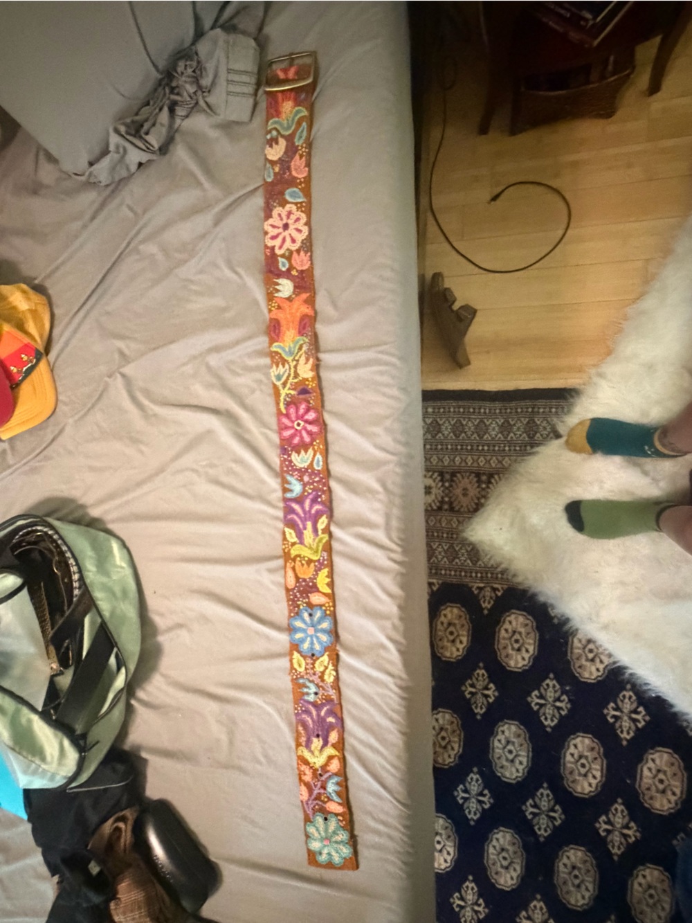 Vintage 70s Embroidered Floral Belt - Multicolor